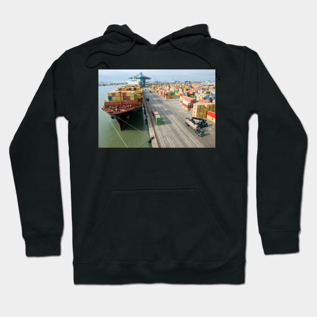 Container ship and port (C001/3765) Hoodie by SciencePhoto